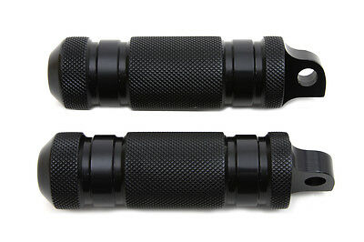 Black Knurled Four Grooved Footpeg Set, Fits Harley's with female mounting block