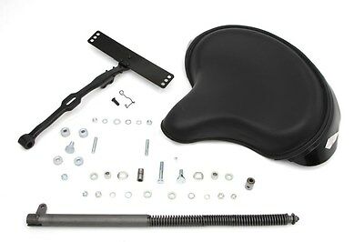 Black Leather Deluxe police style Solo Seat + T-Bar Kit fits Harley G 1936-1973
