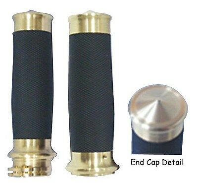Solid Brass Grip Set w Textured Black Rubber @ single or dual exterior throttle