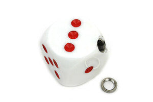 White Dice Style Shifter Knob, 5/16"-24 threads, billet w/White Finish