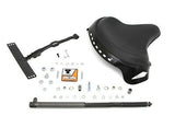 Black Leather Deluxe police style Solo Seat + T-Bar Kit fits Harley G 1936-1973