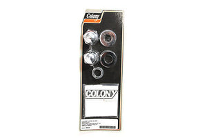 Chrome rear axle acorn nut kit,hardware kit w instructions,fits 1973 & up XL/BT