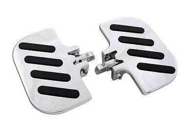 D-Shaped Chrome footboard set w black rubber slotted style