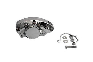 Chrome Front 1 Piston Banana Caliper w/ disc pads & internals, Fits FL 1973-1980