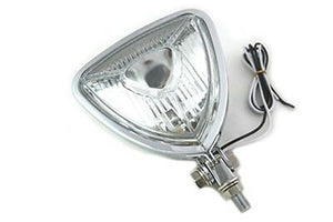 Single Beam Chrome Triangle headlamp includes 55 watt H3 bulb with socket