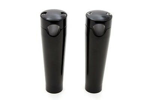 Black 6" solid billet riser set features hourglass shape