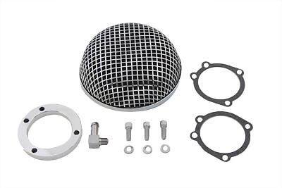 Chrome round mesh air cleaner for CV Carb./88-Up HD is 5-1/2