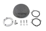 Chrome round mesh air cleaner for CV Carb./88-Up HD is 5-1/2" & includes element