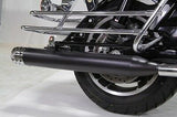 Black touring style muffler set, 4" o.d. w chrome shooter style tips