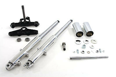 41mm Fork Assembly w Polished Sliders, Fits FL 1967-1968, Single Disc